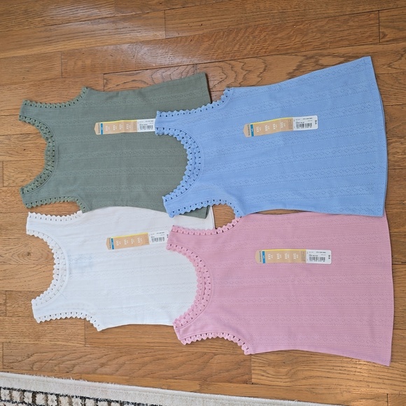 THEREABOUTS BRAND GIRLS BLUE, GREEN, PINK & WHITE TANK TOPS BUNDLE SIZE XXS 4/5 - Picture 2 of 12